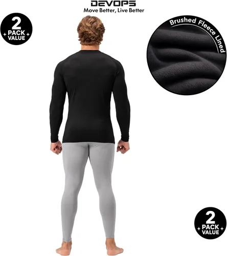 Vista 8 de DEVOPS Paquete de 2 camisetas térmicas de compresión de manga larga con cuello alto para hombre negro (Black / Wine)