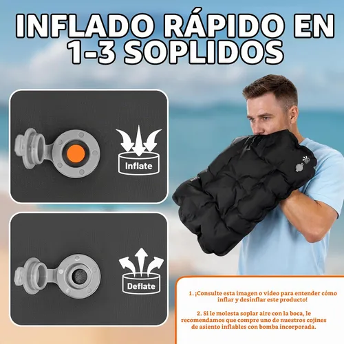Vista 5 de ONTYZZ Cojín inflable para asiento de avión, ligero 2 piezas Negro