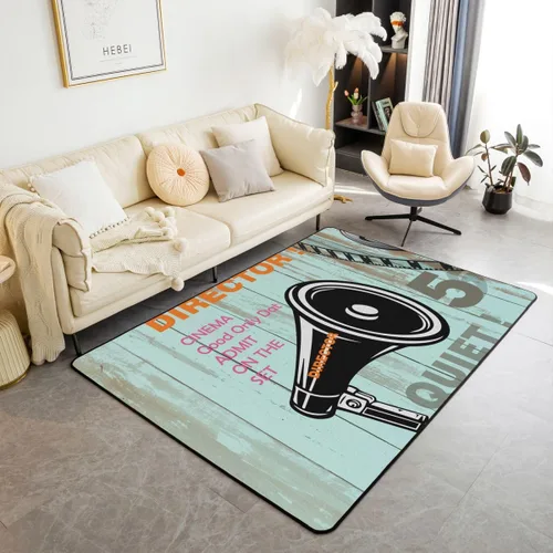 Vista 32 de Homewish Alfombra antideslizante de cine de teatro, alfombra de película retro con palomitas de maíz para interiores, alfombra de entrada, noche