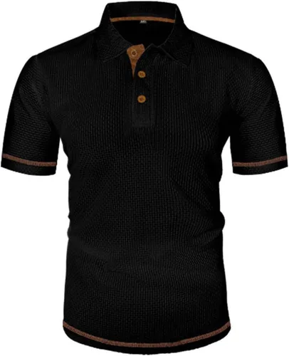 Vista 2 de Mens V Neck Shirts Short Sleeve Lightweight Business Casual Work Collared Tee Summer Tops Performance Golf Shirts