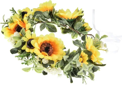 Vista 2 de Vividsun Diadema de flores bohemias con diseño floral, corona de boda, festival, fiesta