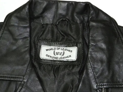 Vista 5 de World of Leather Chaqueta de cuero de cordero para mujer Racer Classic, Negro