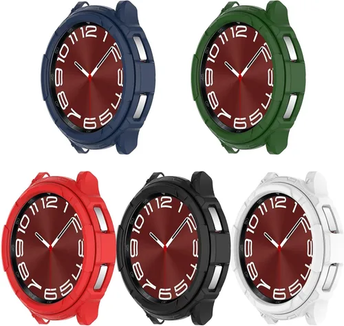 Vista 4 de E ECSEM Funda compatible con Samsung Galaxy Watch 6 Classic de 1.73 pulgadas y 1.77 pulgadas, carcasa de borde completo con anillo de bisel