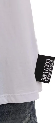 Vista 3 de Versace Jeans Couture Camiseta de algodón de manga corta con logotipo de tripulación y oro negro