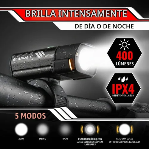 Vista 3 de Bike Lights for Night Riding, USB Rechargeable Front and Back Lights, LED Bicycle Headlight and Tail Light Set, Water Resistant Bike Lights
