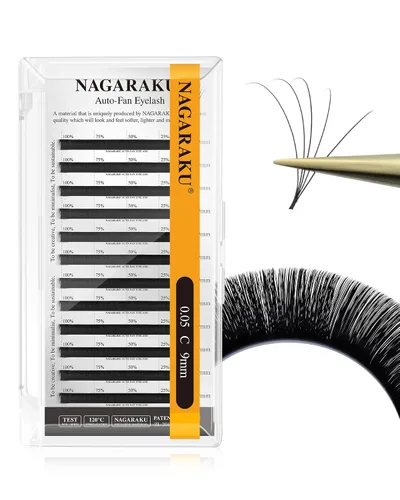 Vista 39 de NAGARAKU Easy Fan - Extensiones de pestañas prefabricadas en abanico de 3 capas, pestañas autoflorecientes de mega volumen, pestañas automáticas