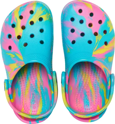 Vista 2 de Crocs - Zuecos clásicos para niños, diseño de teñido anudado jaspeado