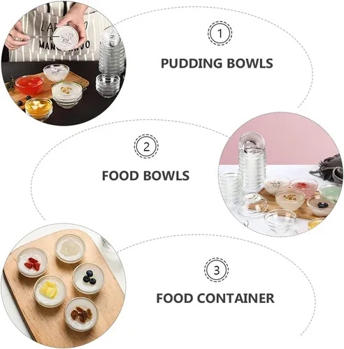 Vista 9 de DOITOOL 6 cuencos de vidrio pequeños para preparación de comidas, apilables, transparentes, para postres, dulces, frutos secos, para preparación
