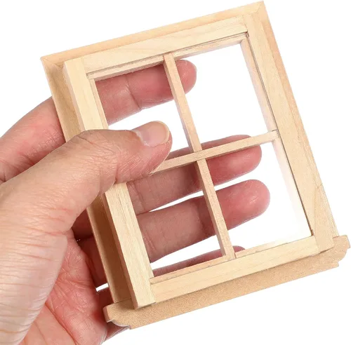 Vista 4 de Toyvian Mini casa de muñecas ventana de madera: 1: 12 marco de ventana pequeña modelo casa de muñecas muebles accesorios de muñeca