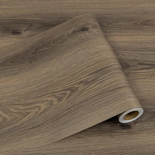 Vista 13 de Azulejos de suelo de despegar y pegar: rollo de 11.8x137.8 pulgadas con textura de grano de madera, pisos de vinilo autoadhesivos e impermeables sin