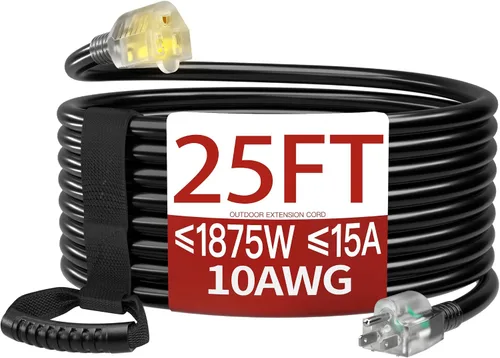 Vista 70 de Cable de extensión corto de 16/3 de 1 pie, cable de extensión negro flexible y duradero, cable de alimentación de 3 clavijas para interiores
