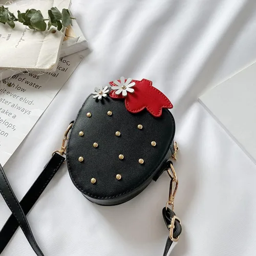 Vista 5 de RONGTENG Strawberry Shape Purse with Rivets Shoulder Crossbody Bag Handbag Clutch Fruit Shaped Wallet