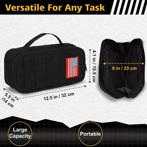 Vista 7 de Bolsa de herramientas táctica para hombres, bolsa de herramientas de boca ancha resistente al agua, bolsas de alcance multiusos con asa
