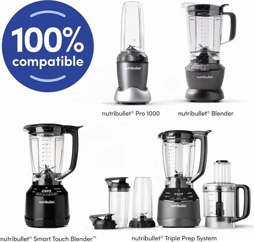 Vista 2 de Nutribullet Vaso de viaje de 24 onzas con tapa para llevar, transparente/negro, 1 unidad (paquete de 1)
