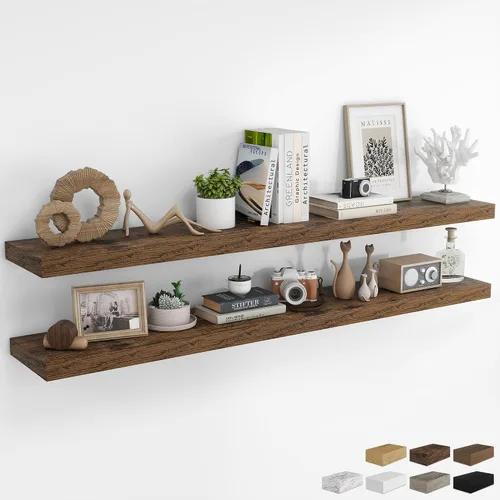 Vista 43 de RICHFOCUS Estantes flotantes de 8 pulgadas para estantes cuadrados de pared para dormitorio, cocina, baño, estante flotante de madera rústica