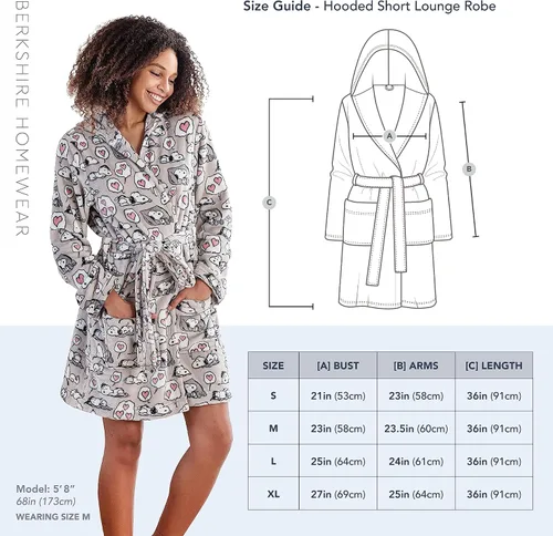 Vista 7 de Berkshire Peanuts Women's Lightweight Short Robes,VelvetLoft Snoopy Cute Character Bathrobes