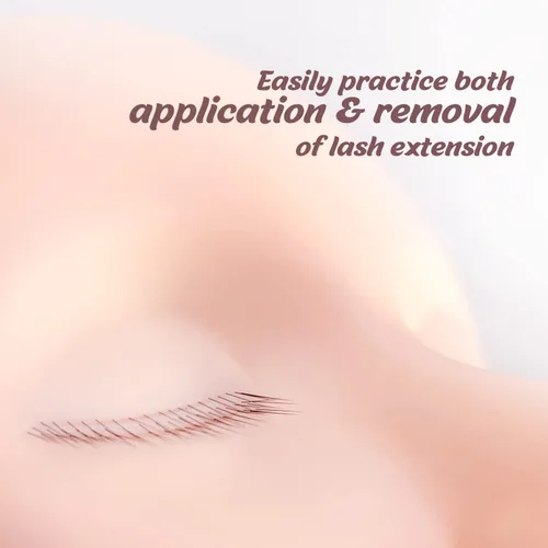 Vista 3 de Amber Lash Cabeza de maniquí con pestañas incrustadas en capas, para extensión de pestañas y práctica de maquillaje permanente, con pestañas
