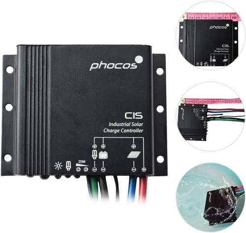 Vista 4 de Phocos Controlador de carga solar IP68 de 10 amperios, regulador de trabajo automático de 12/24 VCC, sistema de luz solar fuera de la rejilla