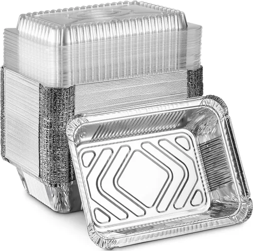 Vista 10 de MontoPack Bandejas Desechables para Llevar con Tapas Transparentes Recipientes de Alimentos de Papel de Aluminio con Capacidad de 1 lb con Sello