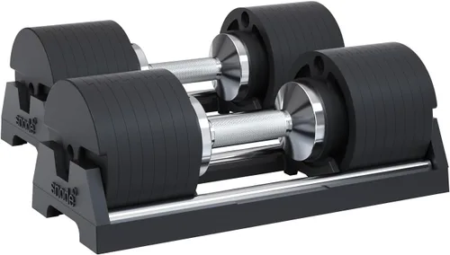 Vista 13 de SNODE AD80 Drop Proof 80 lbs Adjustable Dumbbell Set -Adjustable Weights with Cast Iron Plates and Cradle, Knurled Handle, Fast Adjust, Compact Home