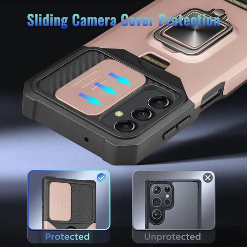 Vista 6 de RingPi Funda para teléfono Samsung Galaxy A14 5G, anillo giratorio de 360°, protección de lente de cámara, funda protectora de TPU de doble capa a