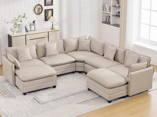 Vista 105 de Sofá modular en forma de nube de 113 pulgadas, sofás de asiento profundo de gran tamaño para sala de estar, sofá modular tapizado de chenilla