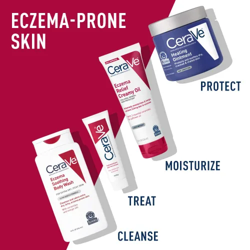 Vista 5 de CeraVe Aceite corporal cremoso para aliviar el eccema, crema calmante para el eccema con avena coloidal y aceite de cártamo para piel seca y alivio