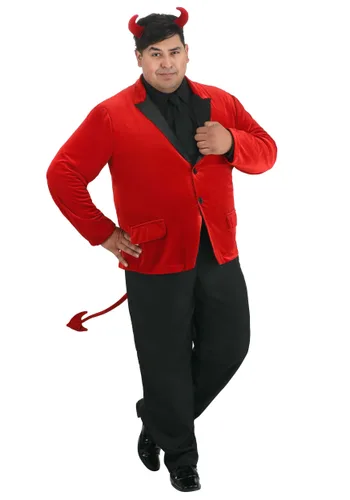 Vista 6 de Disfraz de Diablo Apresurado Talla Plus para Hombre Multicolor