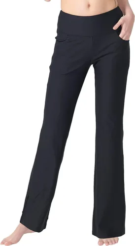 Vista 2 de Keolorn Pantalones de yoga para mujer con bolsillos, cintura alta, pantalones de entrenamiento de yoga para mujer