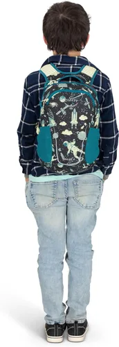 Vista 10 de Osprey Daylite Jr. - Mochila para niños y viajes, estampado espacial y azul antiguo