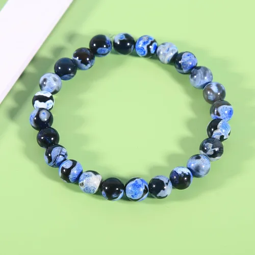 Vista 5 de 63 cuentas de piedra sueltas de ágata de fuego azul natural natural de 0.236 pulgadas (0.236 in) para fabricación de joyas de 15.5 pulgadas, 1 hebra