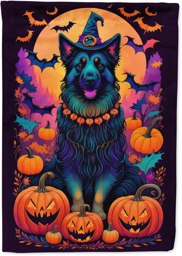 Vista 35 de Caroline's Treasures DAC1466GF - Bandera decorativa para jardín de Halloween de Affenpinscher Witchy para jardín, decoración para patio exterior