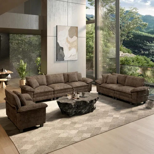 Vista 30 de HERA'S HOUSE Juego de sofás seccionales modulares de 2 piezas, juego de sofá de gran tamaño con loveseat y sillón, cómodos sofás nube con cojines