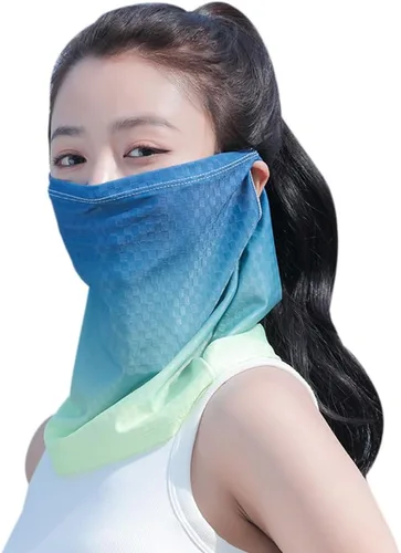 Vista 6 de Protector facial unisex UV multiusos protector para el cuello, polaina elástica para la cara con bucles para las orejas