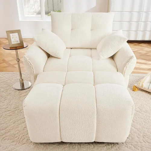 Vista 23 de Leyu&Hafort Sofá modular seccional, sofá modular Cloud con asiento profundo, moderno sofá modular con otomana móvil, sofá de felpilla con almohadas