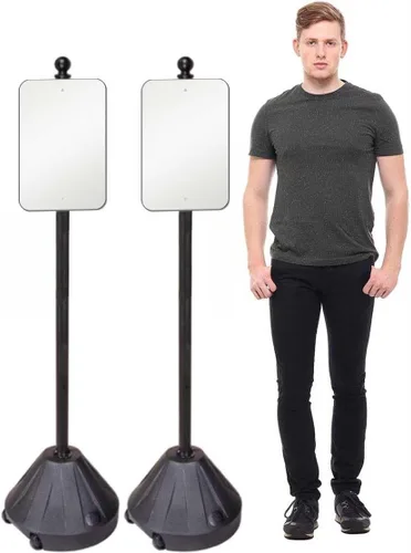 Vista 2 de Tip-and-Roll Portable Sign Pole II, 1-Pack (48" tall, Black Base, Includes Custom Printed Signage)