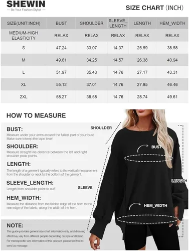Vista 4 de SHEWIN Sudaderas para mujer, cuello redondo, ligeras, de color liso, a la moda, cálidas, de gran tamaño, para otoño, otoño