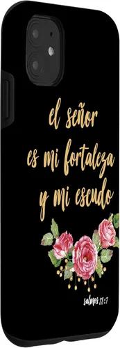 Vista 3 de Carcasa para iPhone 11 Salmos El Señor Es Mi Fortaleza Biblia Cristiana