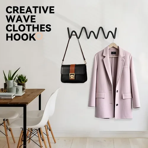Vista 3 de Perchero de Pared con Montaje en Pared, Ganchos de Pared Creativos con Capacidad de 20KG, Fácil Instalación, Ganchos Multiusos para Abrigo, Negro