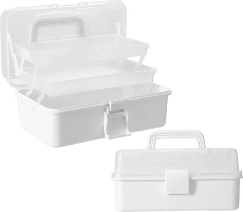 Vista 8 de Caja Organizadora Plegable Versátil de Tres Capas de 11(pulg), Ideal para Arte y Manualidades, Juguetes, Suministros de Costura, Joyería
