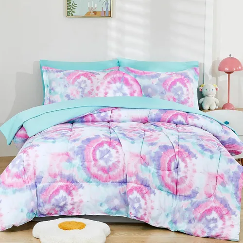 Vista 14 de Mooreeke Juego de edredón individual para niños de 6 piezas, juego de ropa de cama azul para adolescentes, cama de tren de microfibra para niños