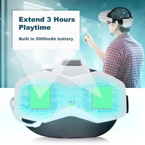 Vista 2 de Elite Strap with Battery for Quest 25000mAh Extend 3hrs PlaytimeFast Charging VR PowerAdjustable Head Strap for Enhanced Support and Comfort in VR