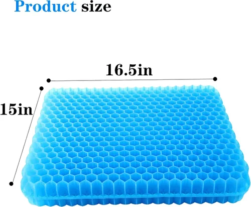 Vista 2 de Cojín de asiento de gel, cojín de asiento de enfriamiento grueso, grande, transpirable, diseño de panal que absorbe los puntos de presión, cojín