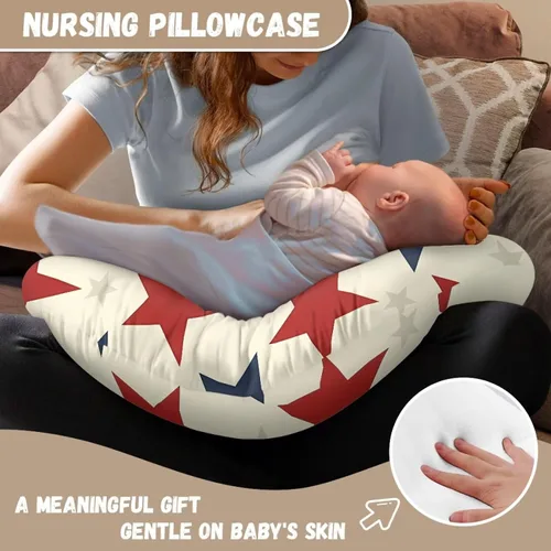 Vista 6 de American Stars - Funda de almohada de lactancia suave y cómoda para recién nacido, resistente a las manchas y a los arañazos del 4 de julio