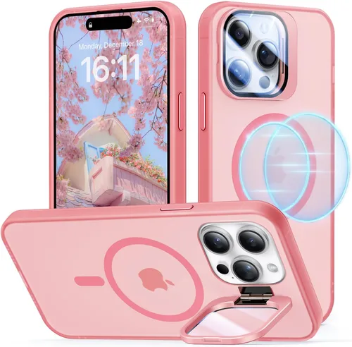 Vista 20 de Funda para iPhone 14 Pro, protección contra caídas de grado militar, compatible con MagSafe, soporte integrado y protector de lente de cámara, funda