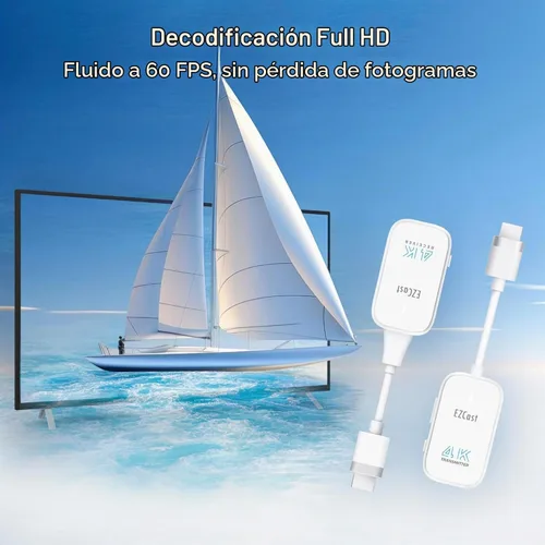 Vista 3 de EZCast Transmisor y receptor HDMI inalámbrico, 4K 30Hz, funciona con todos los televisores (inteligentes y no inteligentes), duplicación de pantalla