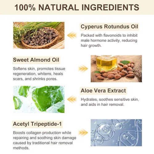 Vista 2 de Aceite Cyperus Rotundus para depilación, aceite natural 100% puro para reducir el crecimiento no deseado del cabello, hidrata y suaviza la piel