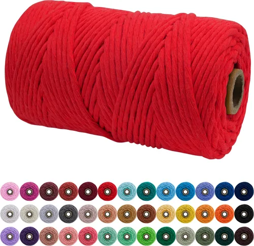 Vista 135 de JeogYong Cordón de macramé de un solo hilo 3 mm x 109 yardas (328 pies) Cuerda de algodón suave Hilo de macramé de 3 mm, suministros de macramé