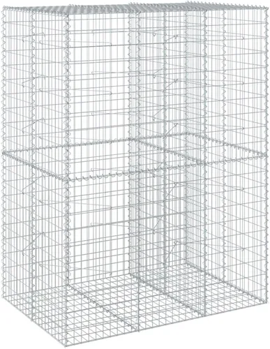 Vista 17 de vidaXL Cesta de gavión con tapa, 39.4 x 19.7 x 39.4 pulgadas, hierro galvanizado rectangular, resistente a la intemperie, montaje sin herramientas