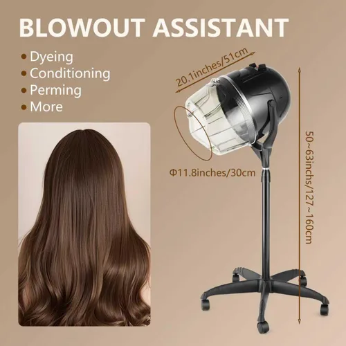Vista 2 de Beautystyle Porfessional - Secador de pelo con capucha sobre ruedas, soporte de salón portátil con capucha